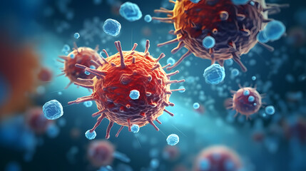 Virus cells abstract science concept, medical research background