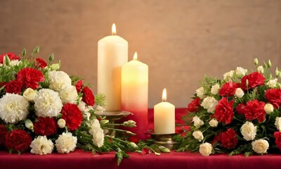 Candles and flowers at funerals
