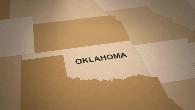 Old Paper Map of Oklahoma