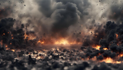 Naklejka premium Dark smoke fire in the woods