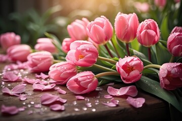 Solitary Pink Tulip in Soft Focus, Radiating Tranquility and Floral Beauty
