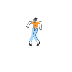 outline pose with orange clothes outline