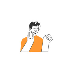 outline pose with orange clothes outline