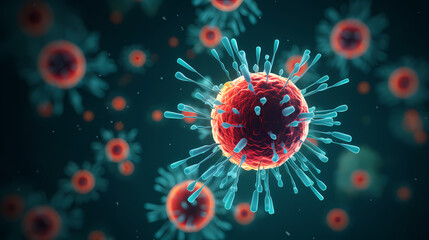 Virus cells abstract science concept, medical research background