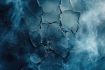 cracked blue cement texture with white smoke. horror background - obrazy, fototapety, plakaty