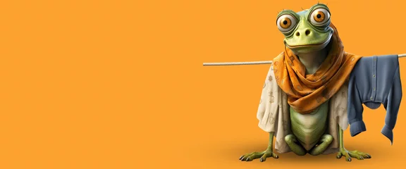 Rolgordijnen Funny frog with dress banner © Graphi Fusion