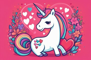illustration of a horse. Cute unicorn