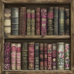 Old shabby books on a table on a wooden background with various accessories, Dark Academia Bookshelves Backgrounds