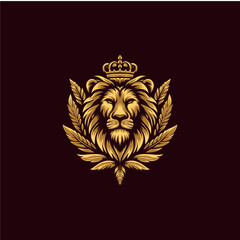 The Lion Head King Quill Logo Vector