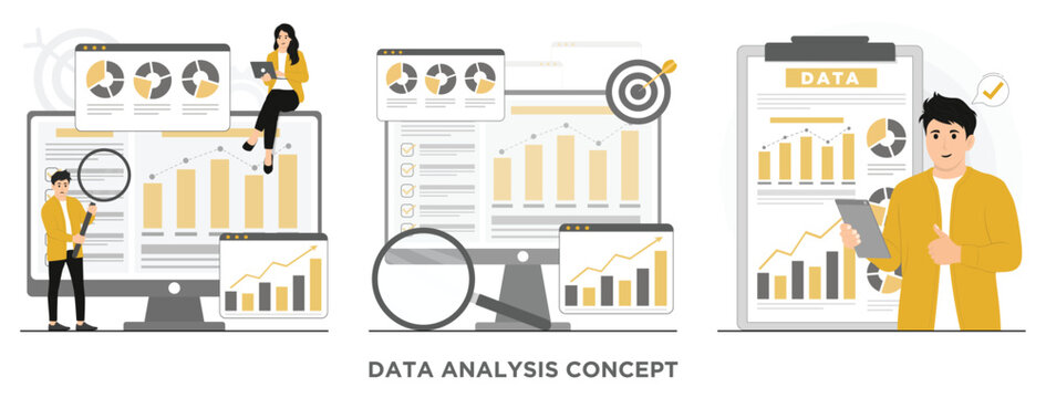 Flat vector data analysis concept illustration