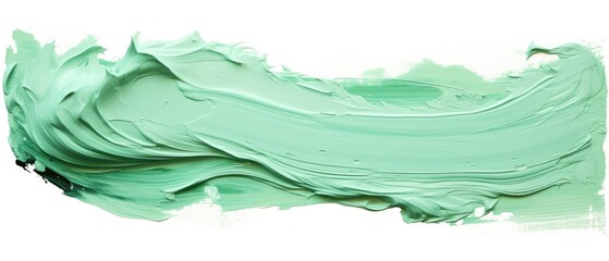 A captivating mint green oil or acrylic color paint brushstroke, adding a vibrant and creative...