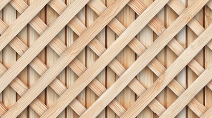 Seamless square grid wood lattice texture, isolated on a transparent background, Ai Generated