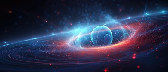 Abstract background themed on particle physics and quantum physics, dealing with the complexities of particles, Ai Generated