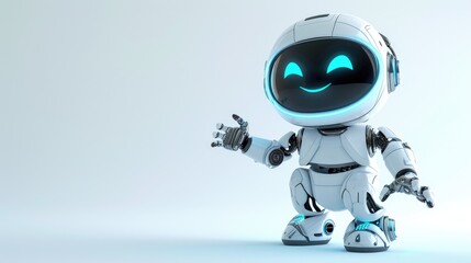 Adorable robot grinning and extending a friendly wave, Ai Generated