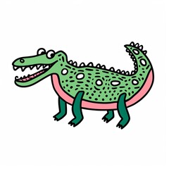 Crocodile icon. Cute cartoon crocodile. AI.
