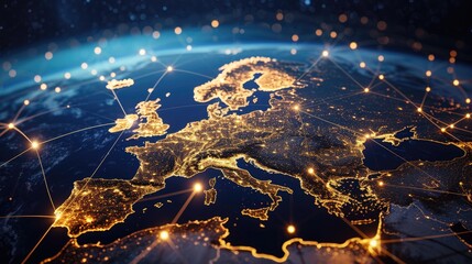 Global internet connections hub in Europe, a vital node in the digital network, Ai Generated