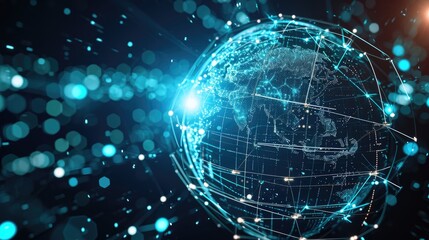 An international globe communication visualized on a futuristic interface, showcasing global connectivity, Ai Generated