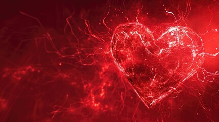Digital red heart pulsing vividly against a matching red backdrop, Ai Generated