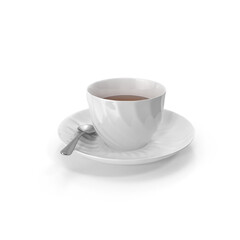 White Tea Cup with Spoon PNG