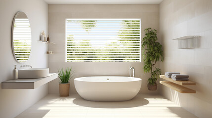 Fototapeta na wymiar Shower bench in white tile wall modern luxury bathroom. 