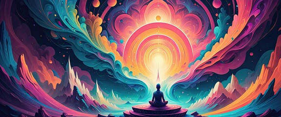 illustration of mindfulness, meditation and open-minded, Abstract background