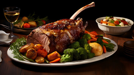Tasty Easter Roasted Lamb, Generative AI