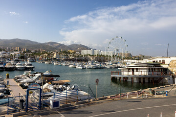  Boats and yachts moored at Puerto Marina in Benalmadena, Costa del Sol Malaga, Spain. This marina...