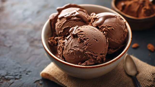 Bowl of chocolate ice cream