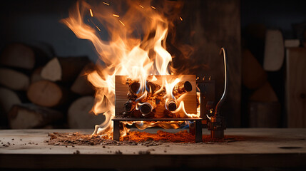 Burning wood with a gas burner