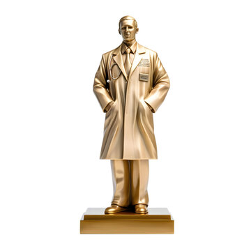 Golden Doctor Statue Award on transparent background PNG image