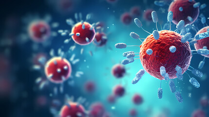 Cell background, virus cells, medical research background