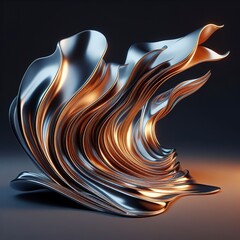 a piece of cloth fluttering reflective ceramic wavy reflecting surface shining 3d illustration - obrazy, fototapety, plakaty