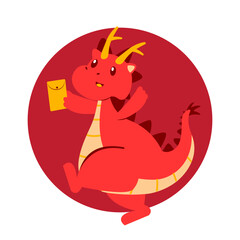Red Dragon Chinese New Year Element