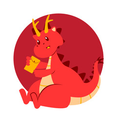 Red Dragon Chinese New Year Element