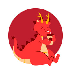 Red Dragon Chinese New Year Element