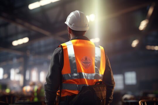 Work Safety Day on Blurred Background.