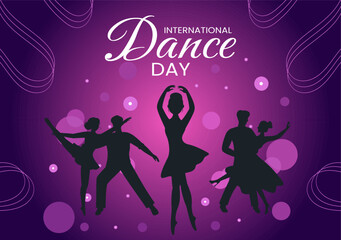 Dance Day Social Media Background Flat Cartoon Hand Drawn Templates Illustration