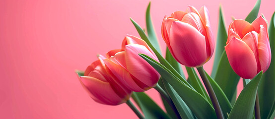 Obraz premium Beautiful Pink Tulip Bouquet on White Background