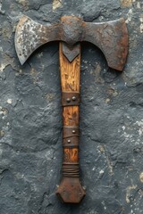 Single medieval axe made for the historical industry - obrazy, fototapety, plakaty
