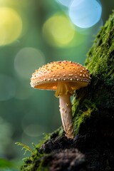 Macro photography of a mushroom living in the gaps of a tree
