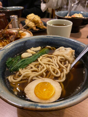 Thai noodle soup with shrimp and egg