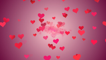 Valentine's Day abstract background with red hearts	