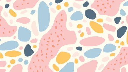 Foto op Canvas pattern with pastel background in the style of a 1970's handdrawn illustration © wanna