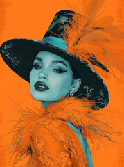 Portrait, digital art and illustration of a young woman for artist inspiration, creativity and background. Detailed, vibrant and graphic drawing of a female for education, lesson and poster design