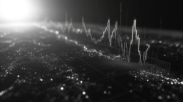 Graphiques, courbes et ondes ascendantes, symbole de l'analyse financière, du cours des actions, du progrès et de la croissance des entreprises, des banques et des organismes privés