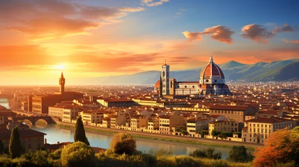 Crédence de cuisine en verre imprimé Florence Florence sunset city skyline