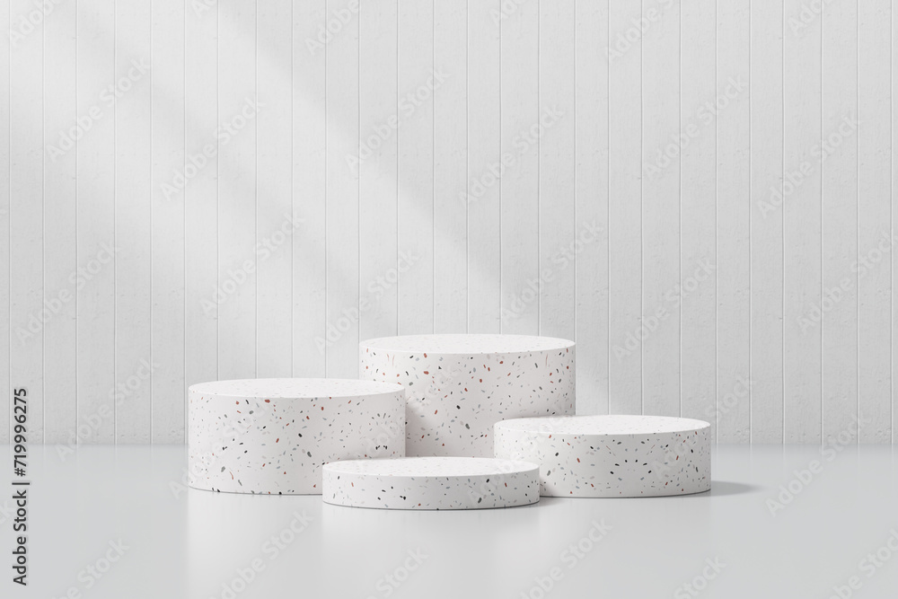 Aufkleber white terrazzo podium 3d background platform with advertising cosmetic product display stage modern 