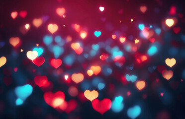 Abstract texture of bokeh heart shaped light. Valentine's day creative concept