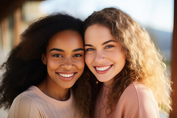 Obraz premium Diverse Smiling Women Outdoor Portrait