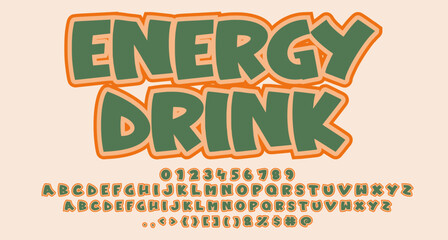 Energy drink font Comic Coloring cute retro text effect Alphabet Alphabet cute retro display font lettering handwritten